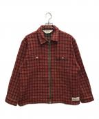 BRAIN DEADブレインデッド）の古着「CHECK MATE FLANNEL ZIP SHIRT」｜レッド