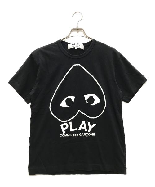 PLAY COMME des GARCONS（プレイコムデギャルソン）PLAY COMME des GARCONS (プレイコムデギャルソン) 逆さラインハートPLAYロゴTEE ブラック サイズ:Lの古着・服飾アイテム