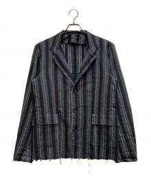 CHRISTIAN DADA（クリスチャンダダ）の古着「デザイン加工ストライプテーラードジャケット」｜グレー×ネイビー