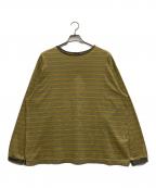 PWAプア）の古着「STRIPED PIPING L/S TEE」｜オレンジ×カーキ
