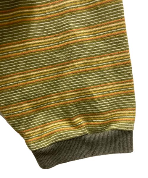 PWA（プア）PWA (プア) STRIPED PIPING L/S TEE オレンジ×カーキ サイズ:XLの古着・服飾アイテム