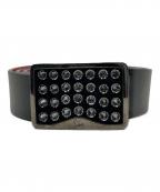 Christian Louboutinクリスチャン・ルブタン）の古着「スパイクスタッズベルト」｜ブラック