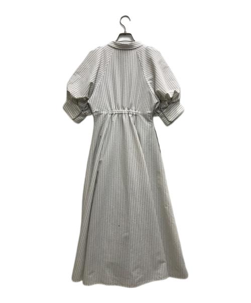 HER LIP TO（ハーリップトゥ）Her lip to (ハーリップトゥ) Volume Sleeve Stripe Dress グレー×ホワイト サイズ:Mの古着・服飾アイテム