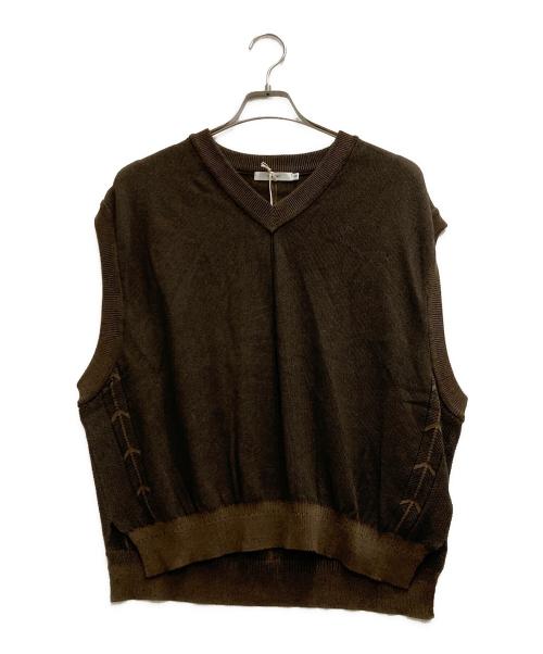 yashiki（ヤシキ）YASHIKI (ヤシキ) Yozora V-neck Vest ブラウンの古着・服飾アイテム