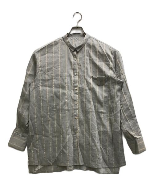 Hella（ヘラ）Hella (ヘラ) linen stripe shirt グレー サイズ:ｆreeの古着・服飾アイテム