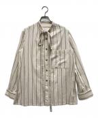 AKIRA NAKAアキラナカ）の古着「ドロースリングストライプシャツブラウス」｜ベージュ