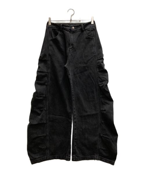 LABELROOM（レーベルルーム）LABELROOM (レーベルルーム) ニッチキールシミター ワイドデニム ブラック サイズ:Sの古着・服飾アイテム