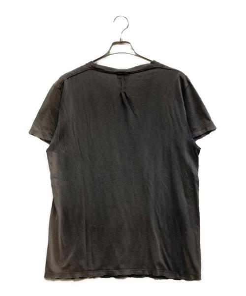 Saint Laurent Paris（サンローランパリ）Saint Laurent Paris (サンローランパリ) ダメージ加工ロゴ刺繍Tシャツ グレー サイズ:Lの古着・服飾アイテム