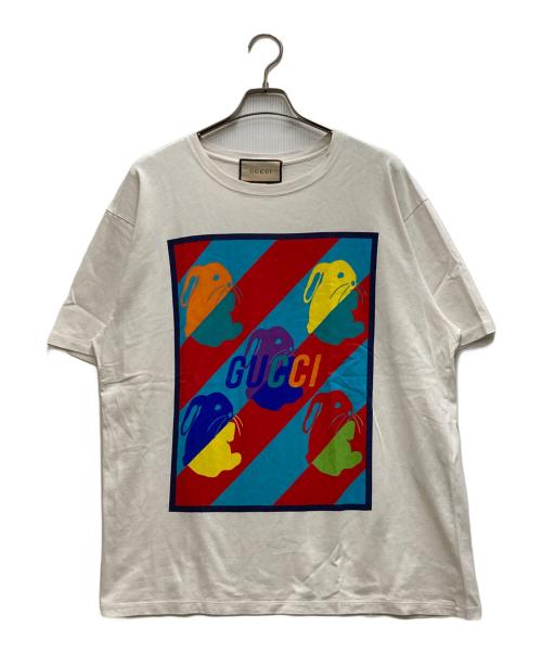 GUCCI（グッチ）GUCCI (グッチ) バニー ロゴプリントTee ホワイト サイズ:XLの古着・服飾アイテム