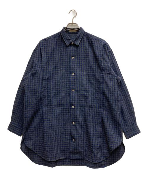 Y's for men（ワイズフォーメン）Y's for men (ワイズフォーメン) ウールチェックシャツ ネイビー×グレー サイズ:不明の古着・服飾アイテム