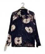 CHRISTIAN DADAクリスチャンダダ）の古着「ARAKI PRINT OPEN COLLAR LONG SLEEVE SHIRT」｜ネイビー