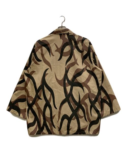 ASAT（アサット）ASAT (アサット) 90’s トライバル カモ シャツ ベージュ×グレー サイズ:Ⅼの古着・服飾アイテム