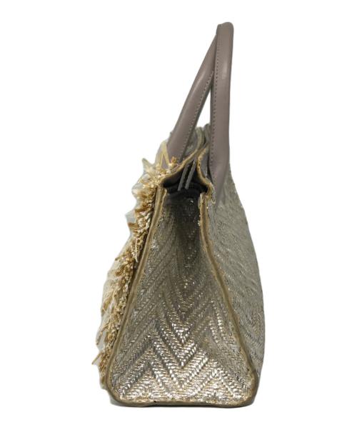 JIMMY CHOO（ジミーチュウ）JIMMY CHOO (ジミーチュウ) ラフィアハンドバッグ ベージュの古着・服飾アイテム