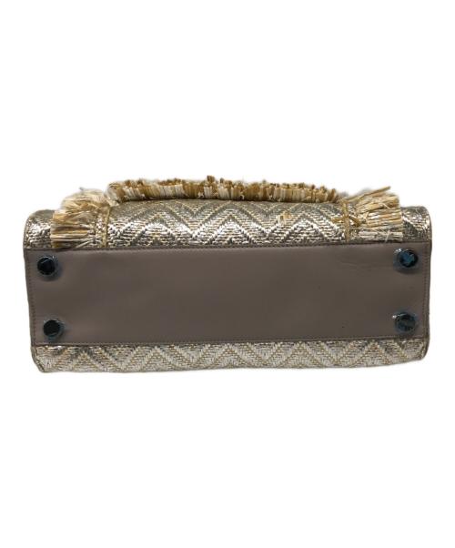 JIMMY CHOO（ジミーチュウ）JIMMY CHOO (ジミーチュウ) ラフィアハンドバッグ ベージュの古着・服飾アイテム