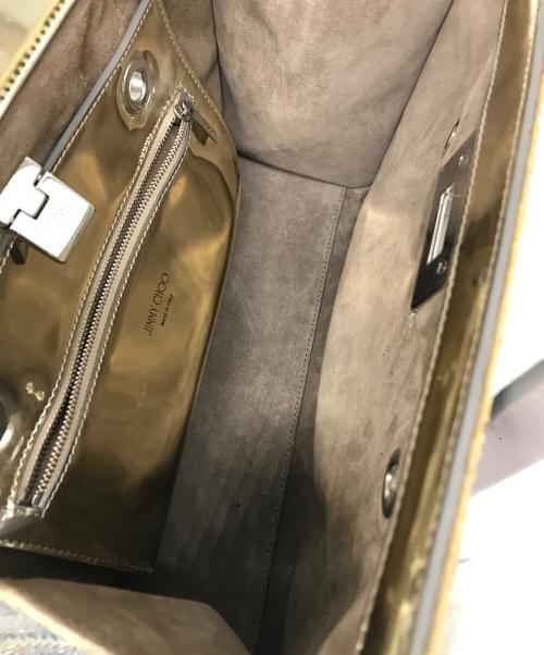 JIMMY CHOO（ジミーチュウ）JIMMY CHOO (ジミーチュウ) ラフィアハンドバッグ ベージュの古着・服飾アイテム