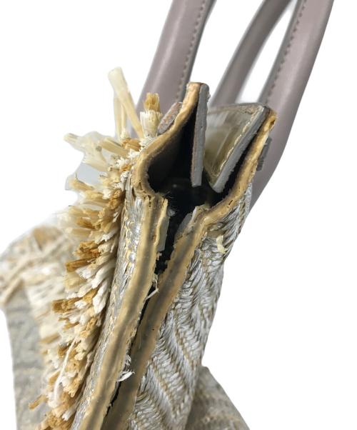 JIMMY CHOO（ジミーチュウ）JIMMY CHOO (ジミーチュウ) ラフィアハンドバッグ ベージュの古着・服飾アイテム