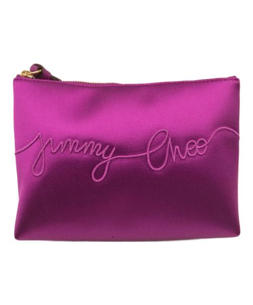 JIMMY CHOO（ジミーチュウ）JIMMY CHOO (ジミーチュウ) サテンロゴポーチ パープルの古着・服飾アイテム