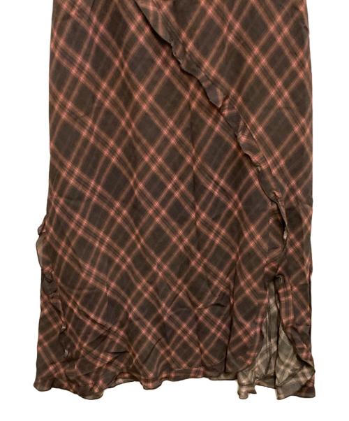 FRAY ID（フレイ アイディー）FRAY ID (フレイ アイディー) レーヨンシフォンラッフルプリントキャミワンピ レッド サイズ:1の古着・服飾アイテム