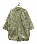 ENFOLDエンフォルド）の古着「Neon Stripeシャツロンパース」｜イエロー