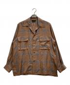 YOKEヨーク）の古着「RAYON WOOL PLAID OPEN COLLAR SHIRT」｜ブラウン
