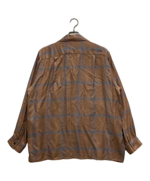 YOKE（ヨーク）YOKE (ヨーク) RAYON WOOL PLAID OPEN COLLAR SHIRT ブラウン サイズ:1の古着・服飾アイテム