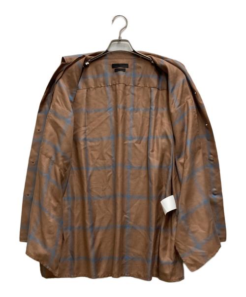 YOKE（ヨーク）YOKE (ヨーク) RAYON WOOL PLAID OPEN COLLAR SHIRT ブラウン サイズ:1の古着・服飾アイテム