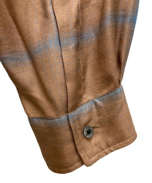 YOKE（ヨーク）YOKE (ヨーク) RAYON WOOL PLAID OPEN COLLAR SHIRT ブラウン サイズ:1の古着・服飾アイテム
