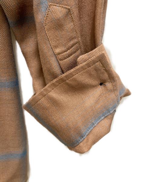 YOKE（ヨーク）YOKE (ヨーク) RAYON WOOL PLAID OPEN COLLAR SHIRT ブラウン サイズ:1の古着・服飾アイテム