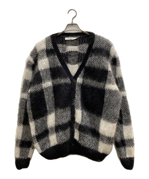 maison kitsune（メゾンキツネ）MAISON KITSUNE (メゾンキツネ) BRUSHED MOHAIR CHECK CARDIGAN ブラック サイズ:Ⅿの古着・服飾アイテム
