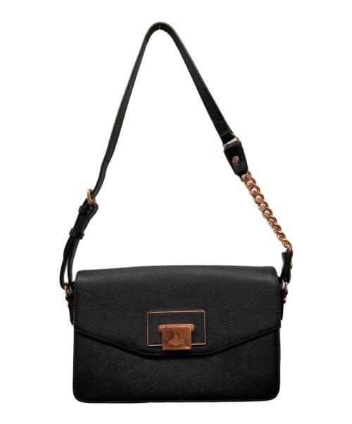 Vivienne Westwood（ヴィヴィアンウエストウッド）Vivienne Westwood (ヴィヴィアンウエストウッド) サフィアーノチェーンショルダーバッグ ブラックの古着・服飾アイテム