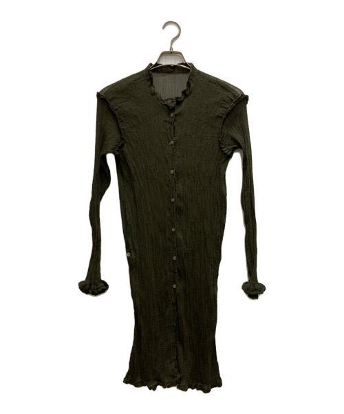 me ISSEY MIYAKE（ミーイッセイ ミヤケ）me ISSEY MIYAKE (ミーイッセイ ミヤケ) プリーツシャツワンピース グリーン サイズ:不明の古着・服飾アイテム