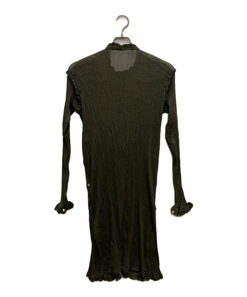 me ISSEY MIYAKE（ミーイッセイ ミヤケ）me ISSEY MIYAKE (ミーイッセイ ミヤケ) プリーツシャツワンピース グリーン サイズ:不明の古着・服飾アイテム