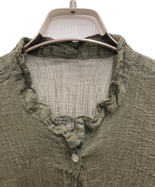 me ISSEY MIYAKE（ミーイッセイ ミヤケ）me ISSEY MIYAKE (ミーイッセイ ミヤケ) プリーツシャツワンピース グリーン サイズ:不明の古着・服飾アイテム