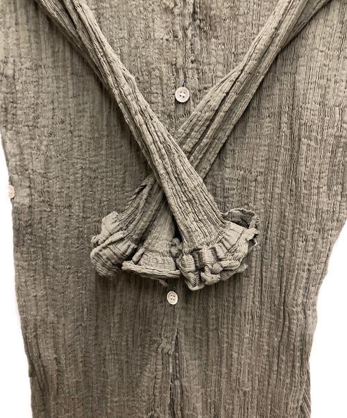 me ISSEY MIYAKE（ミーイッセイ ミヤケ）me ISSEY MIYAKE (ミーイッセイ ミヤケ) プリーツシャツワンピース グリーン サイズ:不明の古着・服飾アイテム