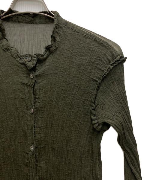 me ISSEY MIYAKE（ミーイッセイ ミヤケ）me ISSEY MIYAKE (ミーイッセイ ミヤケ) プリーツシャツワンピース グリーン サイズ:不明の古着・服飾アイテム