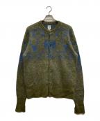 South2 West8サウスツー ウエストエイト）の古着「Loose Fit Crew Neck Cardigan」｜カーキ×ネイビー
