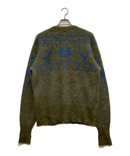 South2 West8（サウスツー ウエストエイト）south2 west8 (サウスツー ウエストエイト) Loose Fit Crew Neck Cardigan カーキ×ネイビー サイズ:Sの古着・服飾アイテム