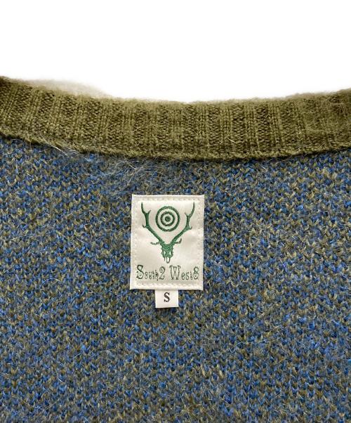 South2 West8（サウスツー ウエストエイト）south2 west8 (サウスツー ウエストエイト) Loose Fit Crew Neck Cardigan カーキ×ネイビー サイズ:Sの古着・服飾アイテム