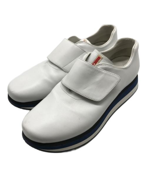 PRADA SPORTS（プラダスポーツ）PRADA SPORTS (プラダスポーツ) レザーベルクロスニーカー ホワイト サイズ:40の古着・服飾アイテム
