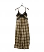 MAISON SPECIALメゾンスペシャル）の古着「Plaid Lace Camisole All-In-One」｜ブラウン