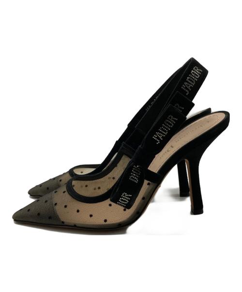 Dior（ディオール）Dior (ディオール) スリングバックパンプス ブラック×ベージュ サイズ:37の古着・服飾アイテム