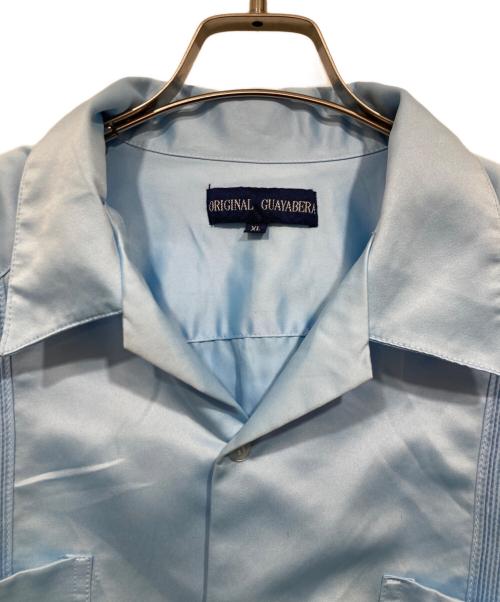 ORIGINAL GUAYABERA（オリジナルグァジャベーラ）ORIGINAL GUAYABERA (オリジナルグァジャベーラ) サテンキューバシャツ ブルー サイズ:XLの古着・服飾アイテム