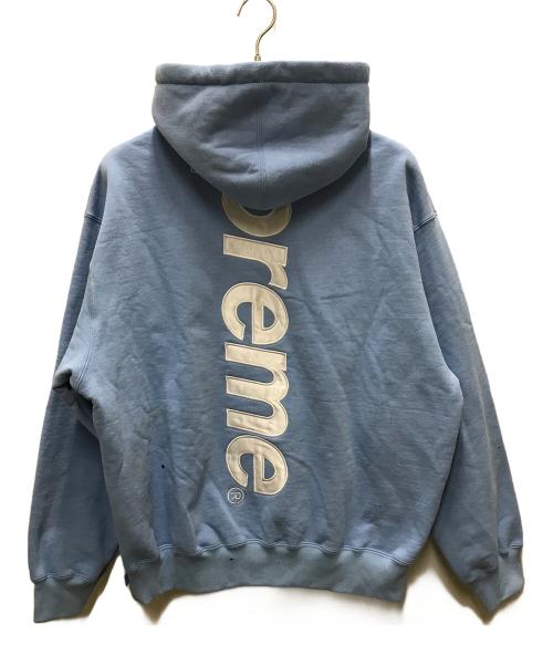 SUPREME（シュプリーム）Supreme (シュプリーム) Satin Applique Hooded Sweatshirt ブルー サイズ:Mの古着・服飾アイテム
