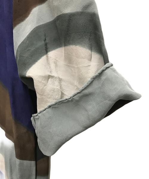 ISSEY MIYAKE（イッセイミヤケ）ISSEY MIYAKE (イッセイミヤケ) 総柄 シルクワンピース ネイビー×ブラウン サイズ:不明の古着・服飾アイテム