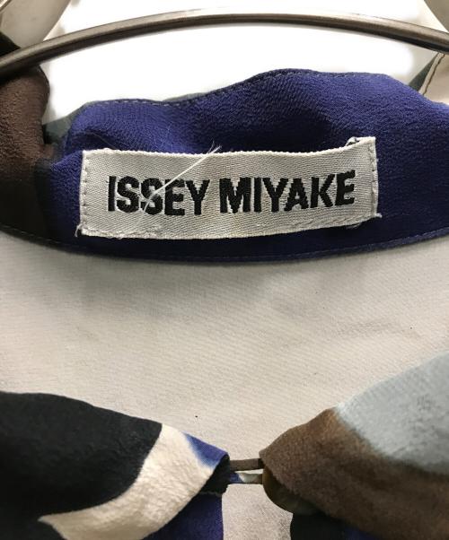ISSEY MIYAKE（イッセイミヤケ）ISSEY MIYAKE (イッセイミヤケ) 総柄 シルクワンピース ネイビー×ブラウン サイズ:不明の古着・服飾アイテム