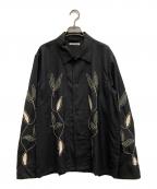 OUR LEGACYアワーレガシー）の古着「Black Leaf Embroidery Box Shirt」｜ブラック
