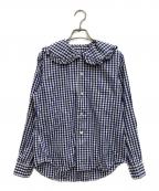 COMME des GARCONS GIRLコムデギャルソンガール）の古着「ギンガムチェック 丸襟フリルシャツ」｜ブルー