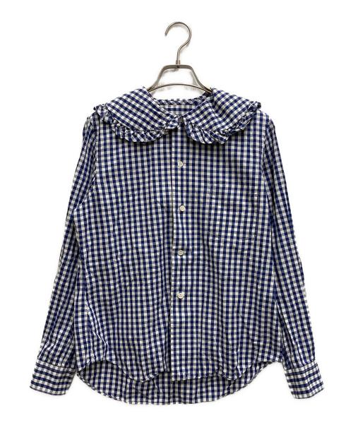 COMME des GARCONS GIRL（コムデギャルソンガール）COMME des GARCONS GIRL (コムデギャルソンガール) ギンガムチェック 丸襟フリルシャツ ブルー サイズ:Sの古着・服飾アイテム