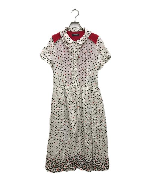 UNDERCOVER（アンダーカバー）UNDERCOVER (アンダーカバー) 襟付きドッキングニット ドット柄 ロングワンピース ホワイト サイズ:1の古着・服飾アイテム