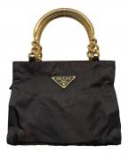 PRADAプラダ）の古着「ゴールドハンドルハンドバッグ」｜ブラック
